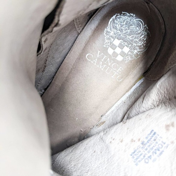 Vince Camuto Womens 10 Melisi Leather Brown Suede Wedge Zip Ankle Booties Boots - Picture 12 of 12